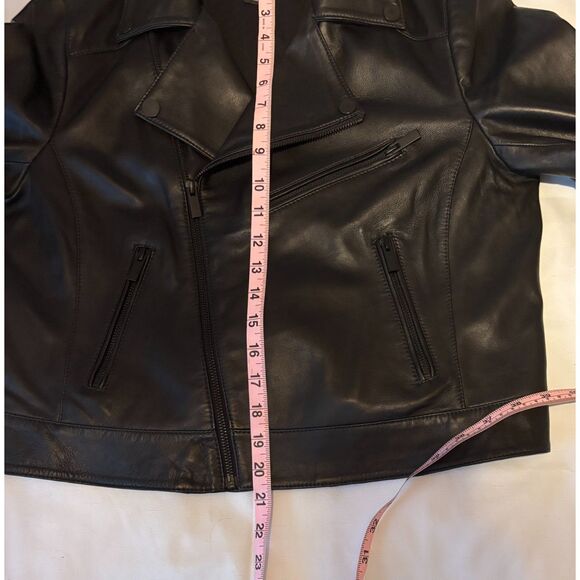 NWOT Halogen Genuine Leather Moto Jacket, Black, Sz. Med PETITE - Picture 8 of 8